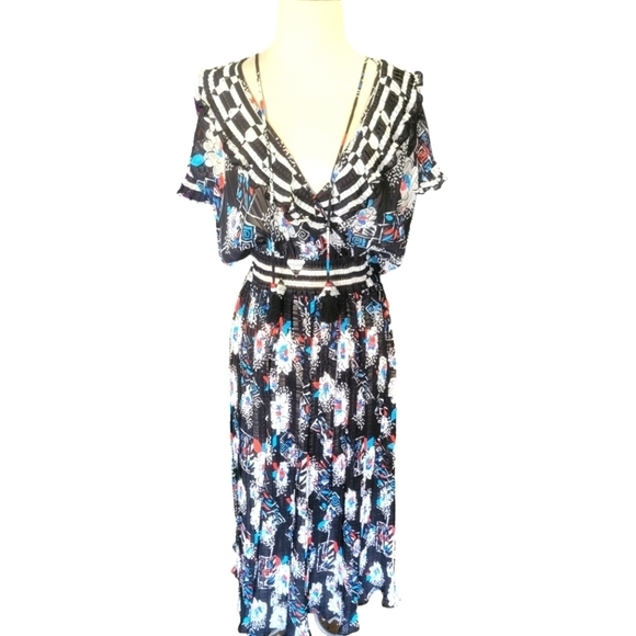 Vintage Diane Freis Geaorgette black and white abstract Dress